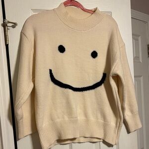 Smiley Face Cream Sweater
